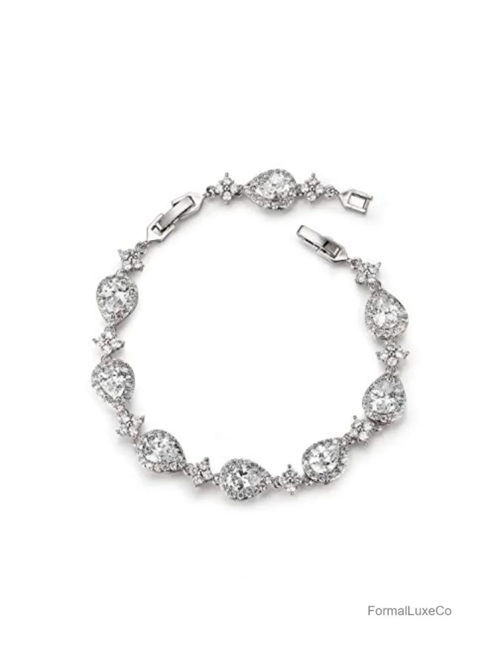 Crystal Cubic Zirconia Teardrop Bracelet Wedding Bridal Women Prom